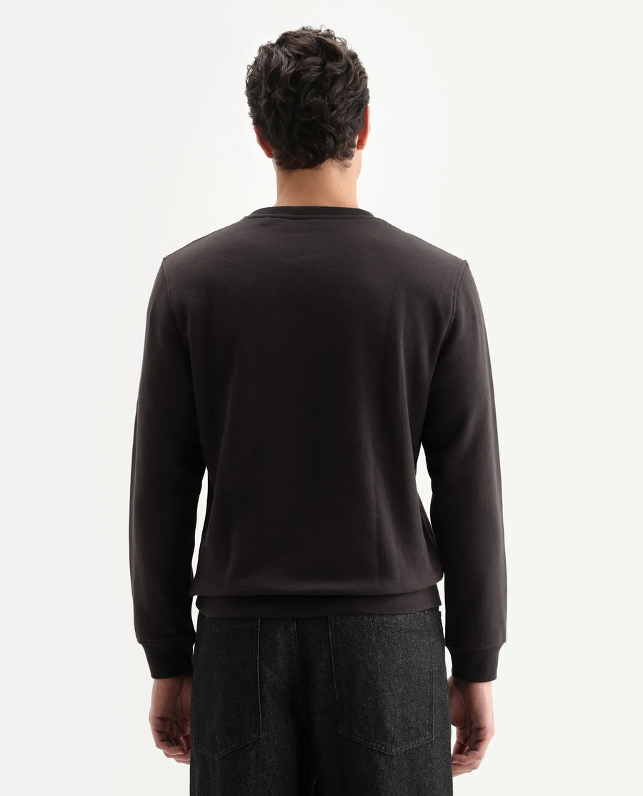 Rare Rabbit Men's Voir Dark Maroon Cotton Graphic Print Regular Fit Full Sleeve Crew Neck Sweatshirt