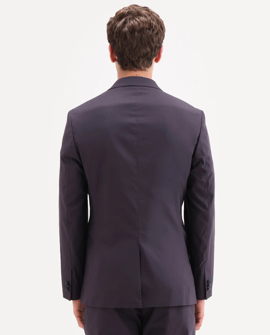 Rare Rabbit Men's Oscar Dark Purple Polyester Plain Tailored Fit Full Sleeve Lapel Neck Suits