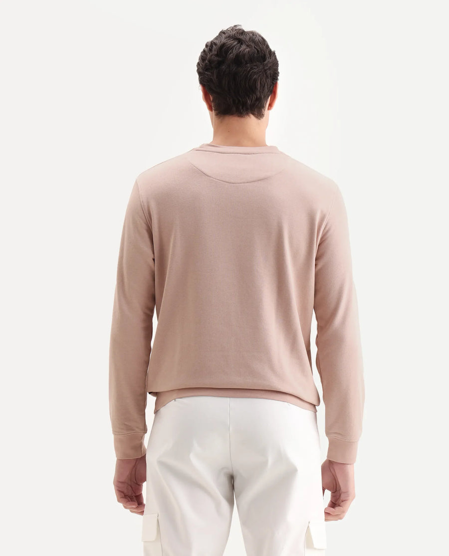 Rare Rabbit Men's Gale Beige Cotton Graphic Print Regular Fit Full Sleeve Crew Neck Sweatshirt