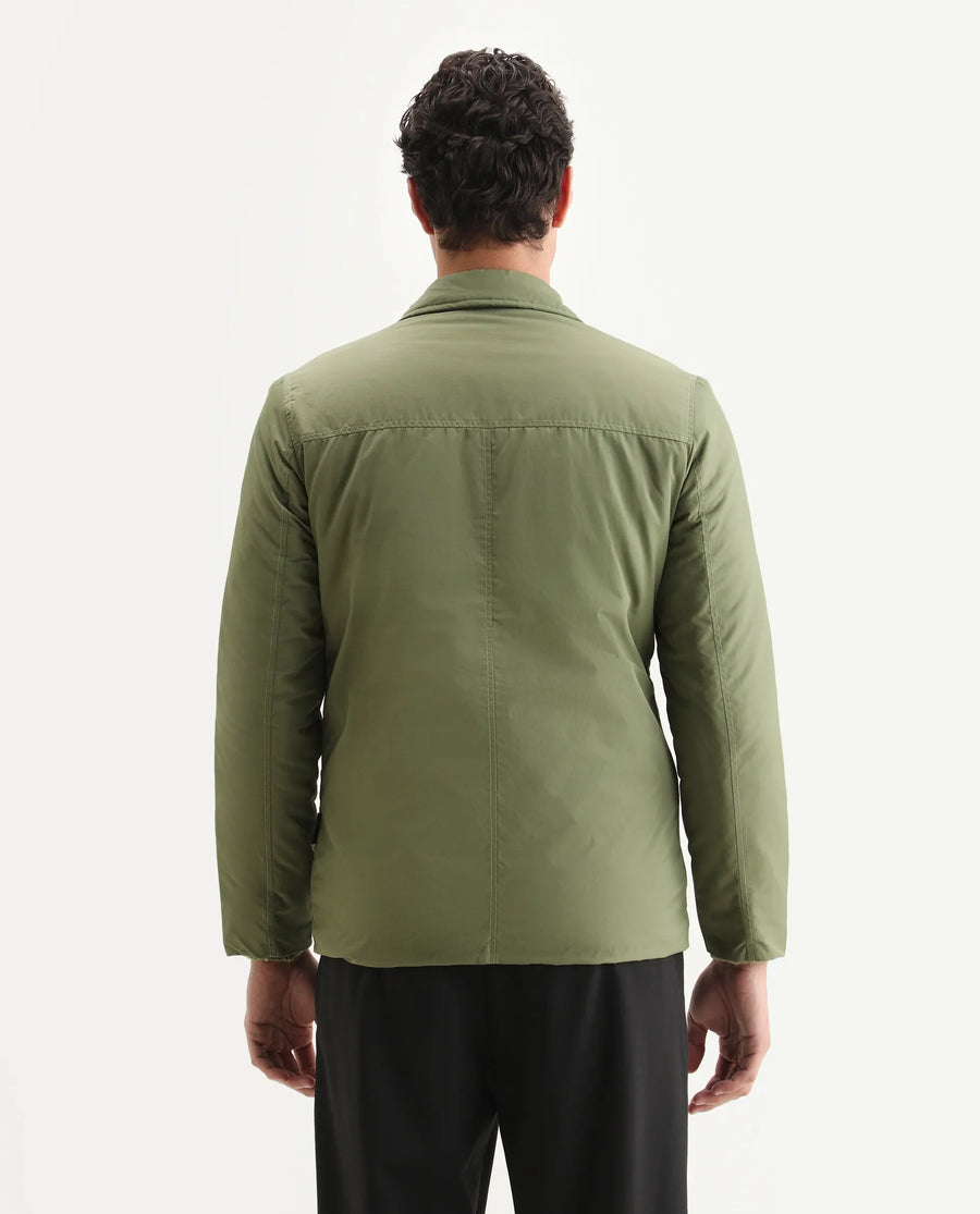 Rare Rabbit Men's Merjon Olive Nylon Plain Tailored Fit Full Sleeve Lapel Neck Jacket