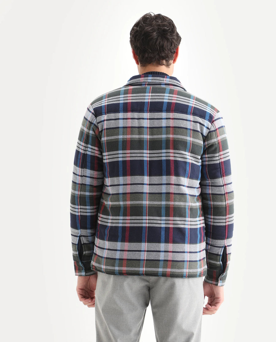 Rare Rabbit Men's Hollis Blue Cotton Checked Print Regular Fit Full Sleeve Spread Collar Jacket