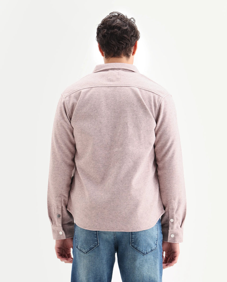 Rare Rabbit Men's Cason Light Pink Polyester Plain Regular Fit Full Sleeve Spread Collar Jacket