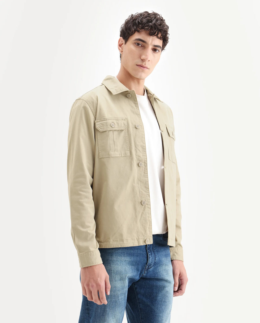 Rare Rabbit Men's Cedro Beige Cotton Plain Regular Fit Full Sleeve Spread Collar Jacket