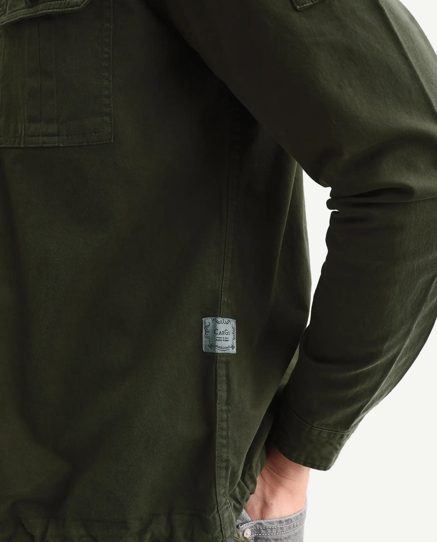 Rare Rabbit Men's Cedro Olive Cotton Plain Regular Fit Full Sleeve Spread Collar Jacket