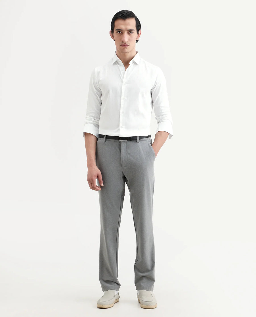 Rare Rabbit Men's Trica White Cotton Plain Regular Fit Full Sleeve Collared Shirt