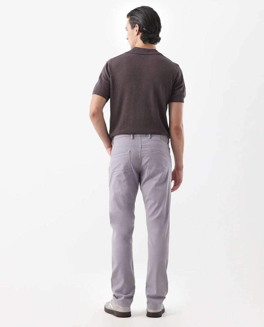 Rare Rabbit Men's Spoke -24 Pastel Purple Cotton Blend Plain Regular Fit Trouser