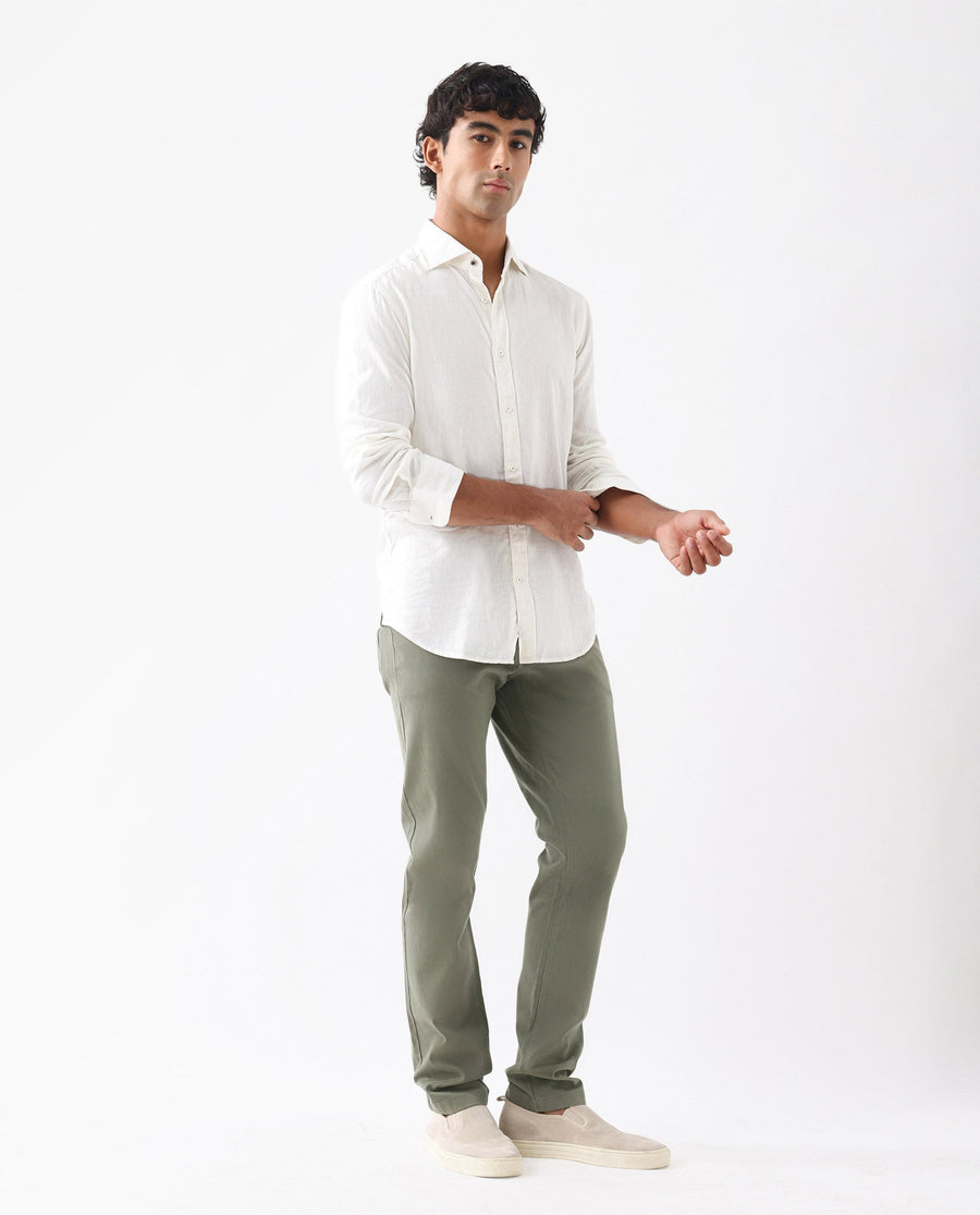 Rare Rabbit Men's Spoke 24 Pastel Green Cotton Blend Plain Regular Fit Trouser