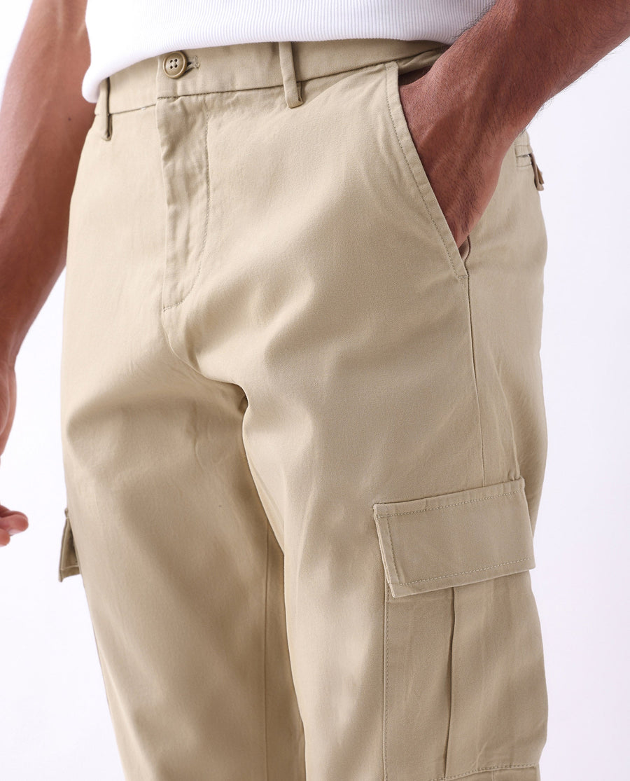 Rare Rabbit Men's Apex Beige Linen Blend Plain Regular Fit Trouser