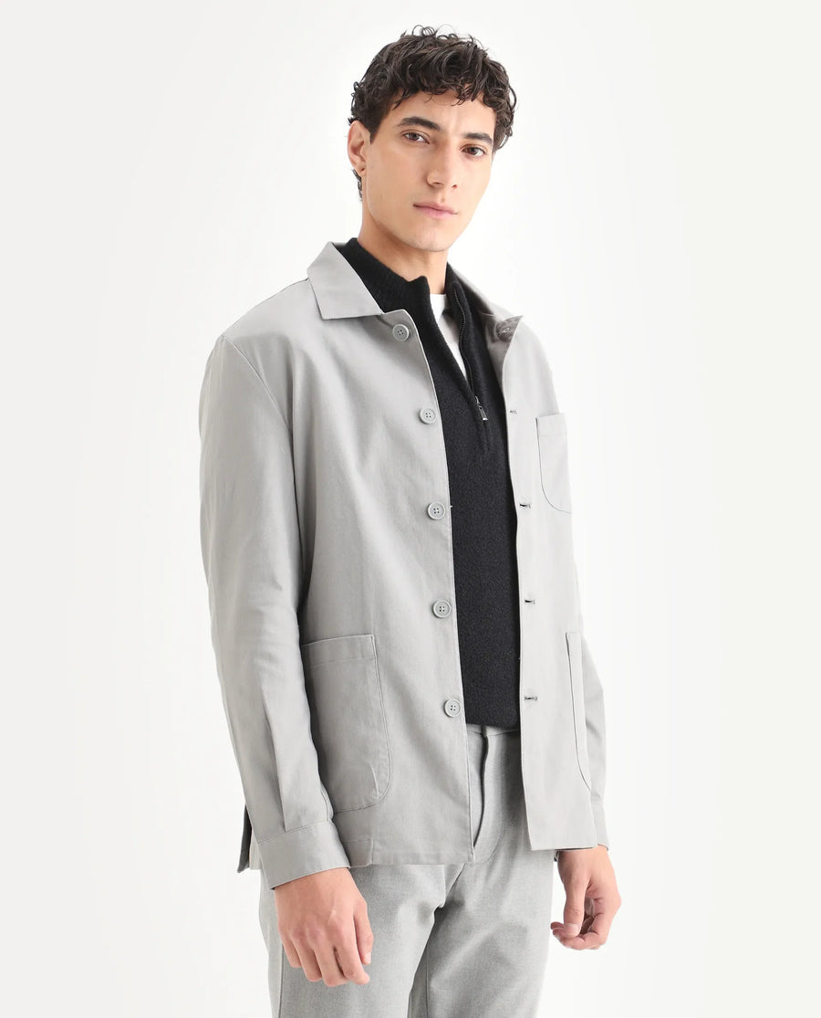 Rare Rabbit Men's Cotton Blend Plain Regular Fit Full Sleeve Spread Collar Jacket
