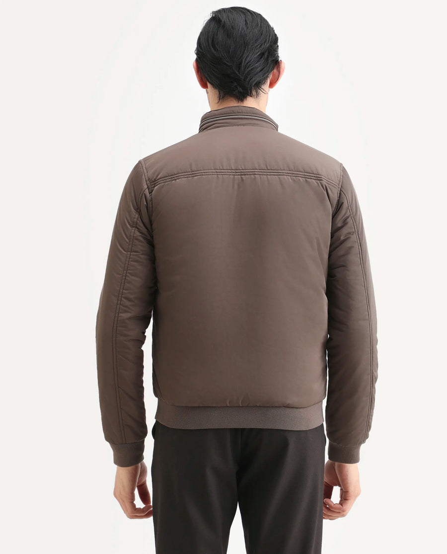 Rare Rabbit Men's Royban-2 Green Polyester Plain Regular Fit Full Sleeve High Neck Jacket