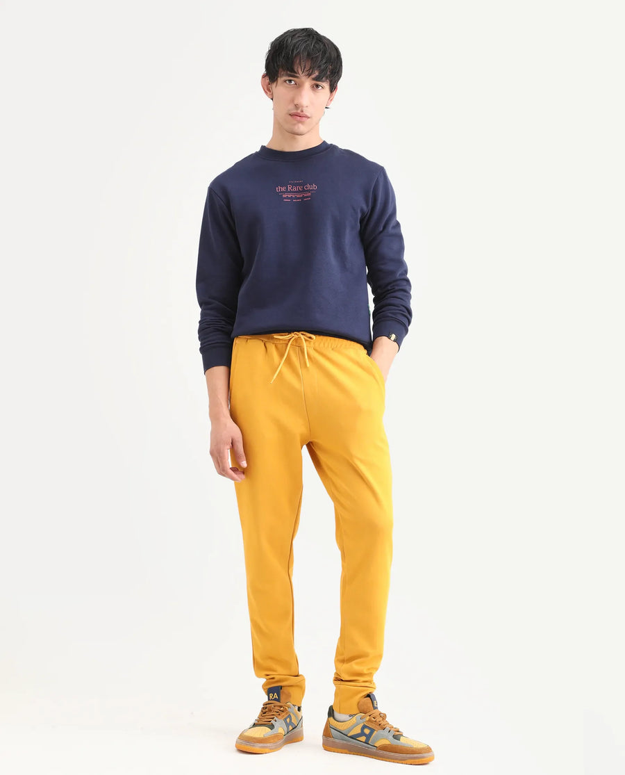 Rare Rabbit Men's Tamar Navy Cotton Blend Graphic Print Regular Fit Full Sleeve Crew Neck Sweatshirt
