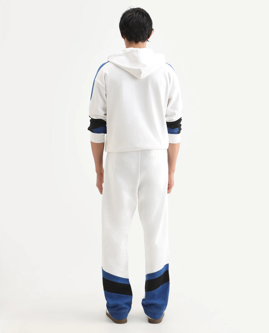 Rare Rabbit Men's Armon-2 White Cotton Printed Regular Fit Track Pant