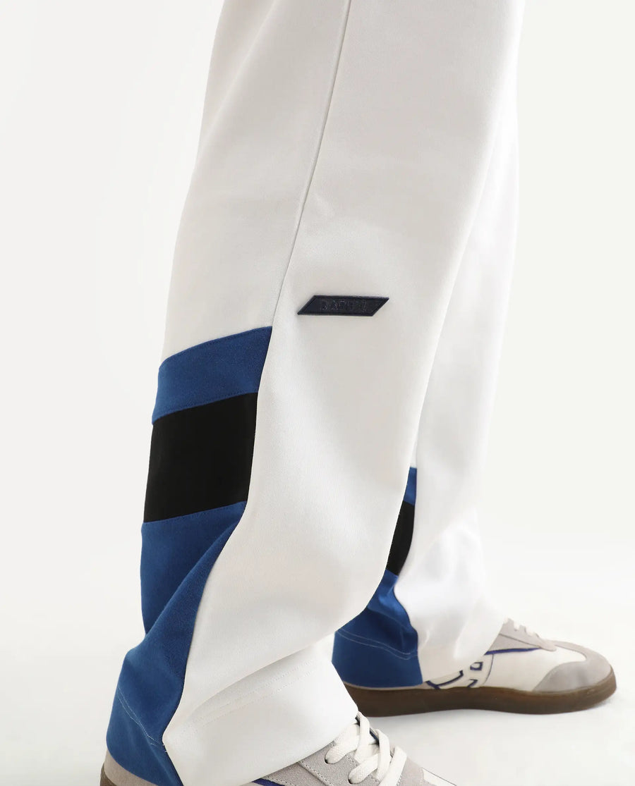 Rare Rabbit Men's Armon-2 White Cotton Printed Regular Fit Track Pant