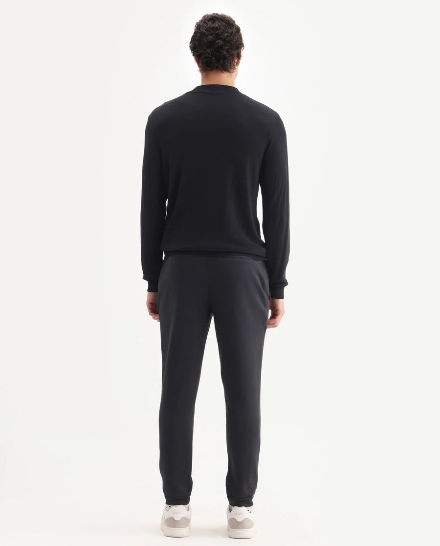 Rare Rabbit Men's Ander Black Cotton Plain Regular Fit Joggers