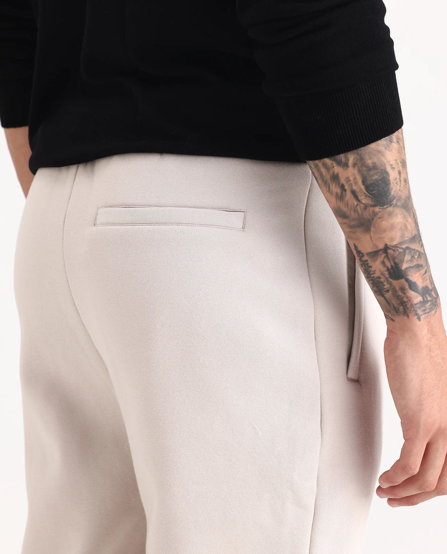 Rare Rabbit Men's Ander Off White Cotton Plain Regular Fit Track Joggers