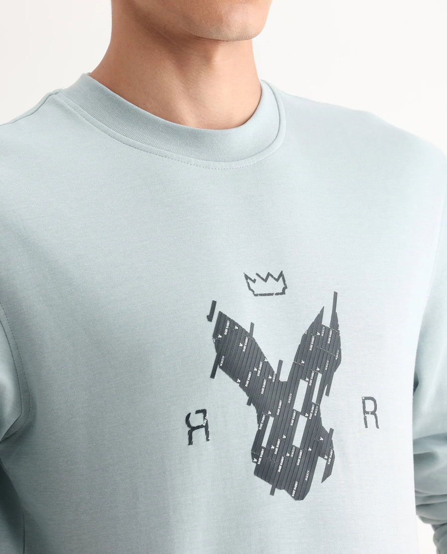 Rare Rabbit Men's Ref Light Grey Cotton Plain Regular Fit Full Sleeve Crew Neck Sweatshirt