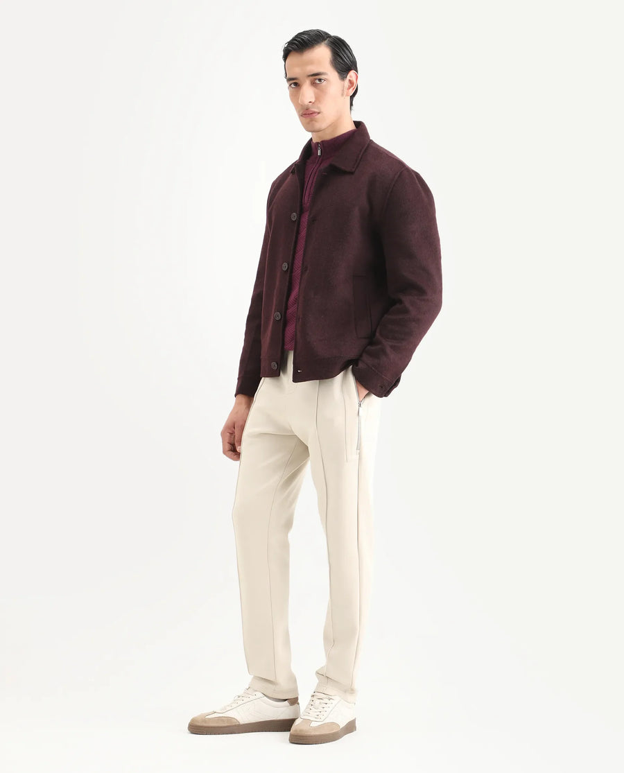 Rare Rabbit Men's Scot Light Beige Cotton Plain Regular Fit Track Pant