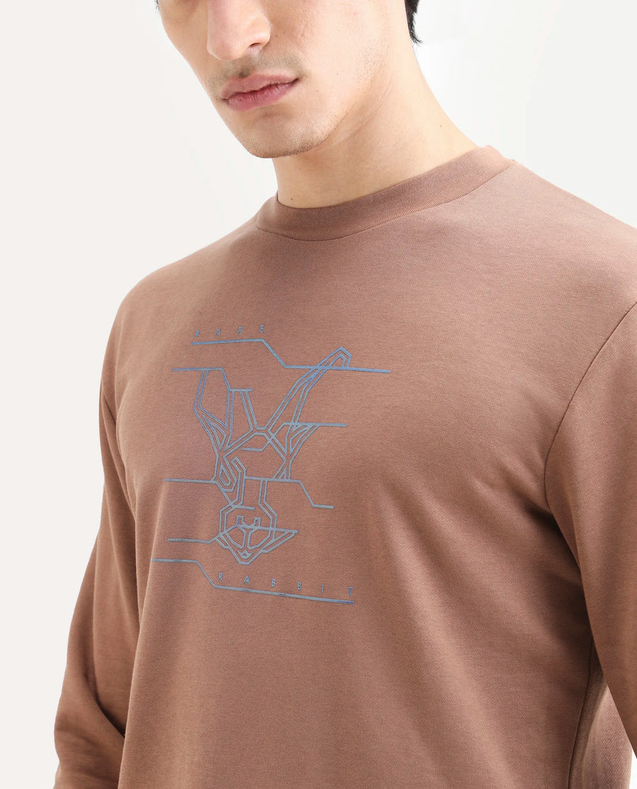 Rare Rabbit Men's Plain Regular Fit Full Sleeve Crew Neck Sweatshirt