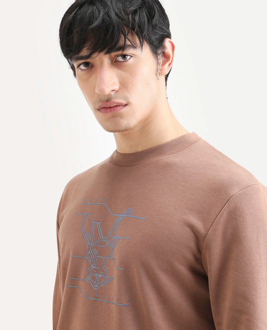 Rare Rabbit Men's Plain Regular Fit Full Sleeve Crew Neck Sweatshirt