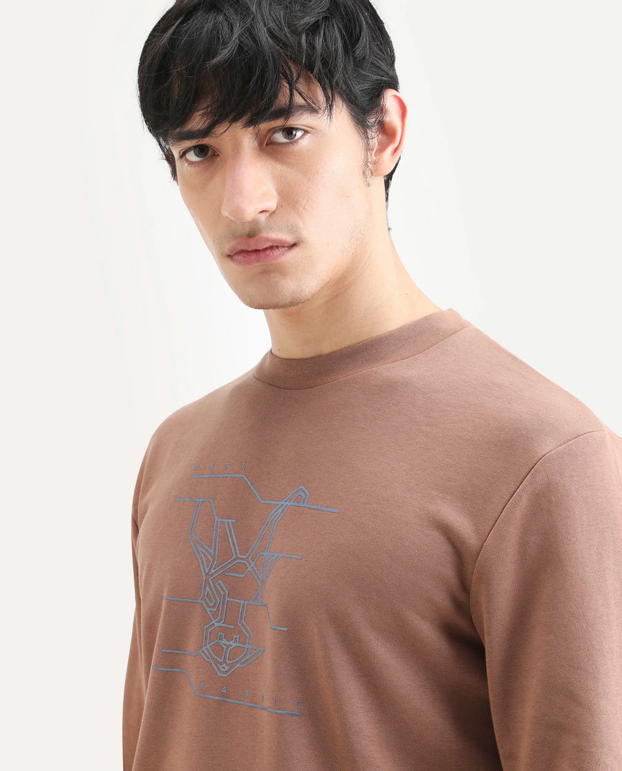 Rare Rabbit Men's Plain Regular Fit Full Sleeve Crew Neck Sweatshirt