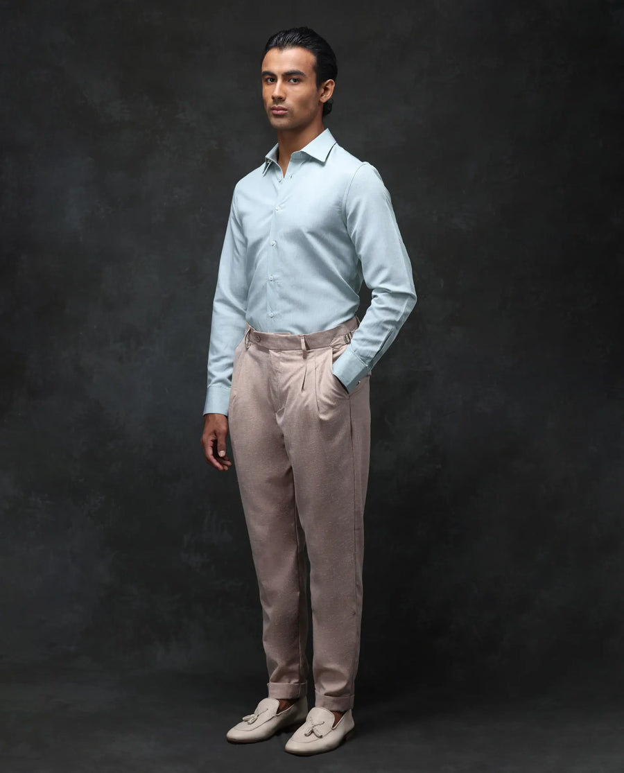 Rare Rabbit Men's Rhesa Light Rust Linen Blend Plain Relaxed Fit Trouser