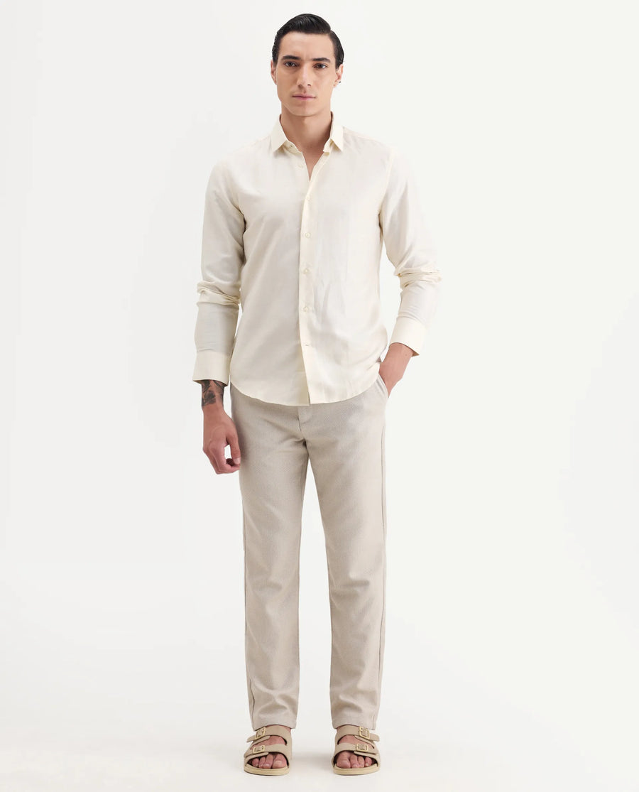 Rare Rabbit Men's Polyester Blend Plain Regular Fit Trouser