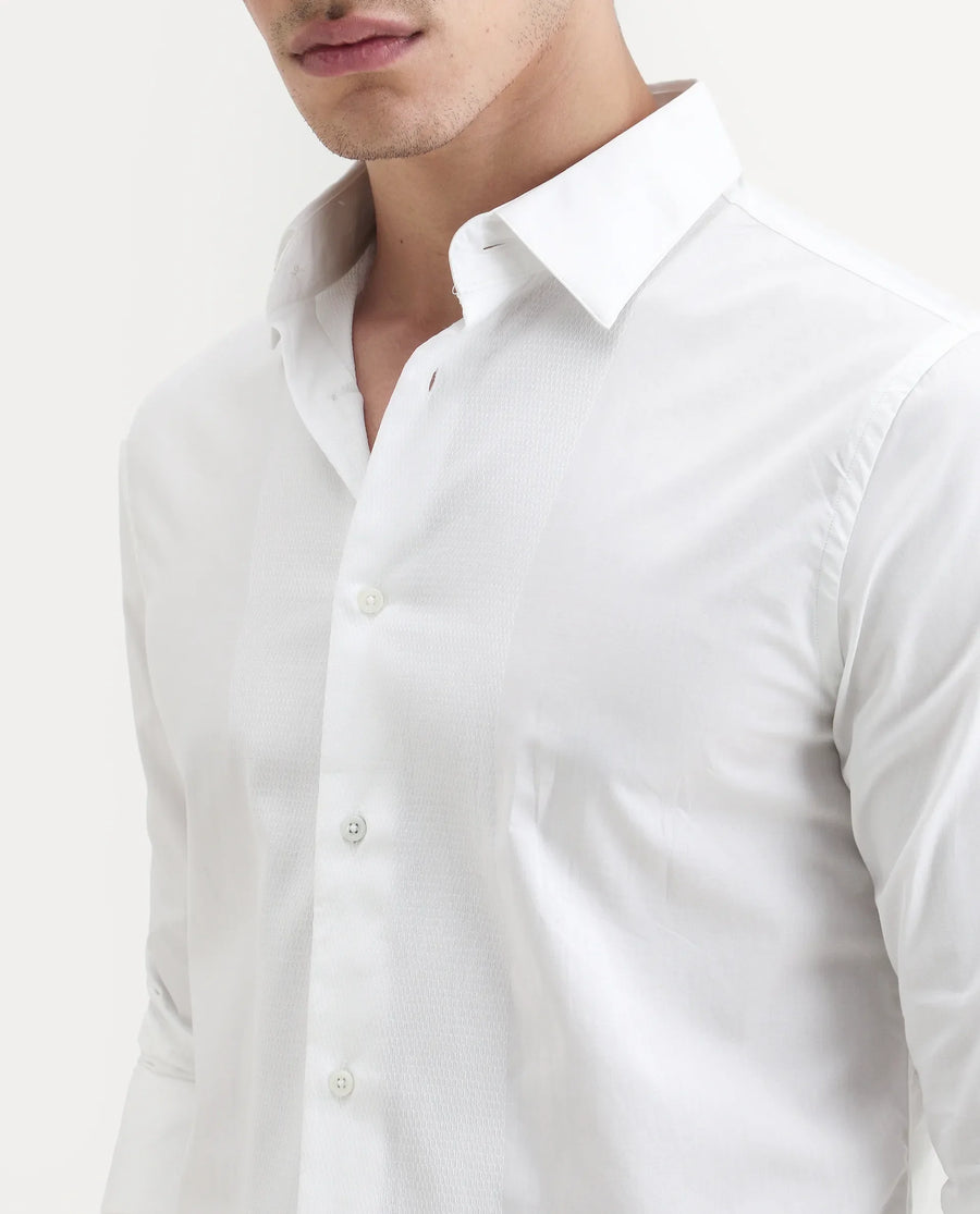 Rare Rabbit Men's Pedron White Cotton Plain Regular Fit Full Sleeve Collared Shirt