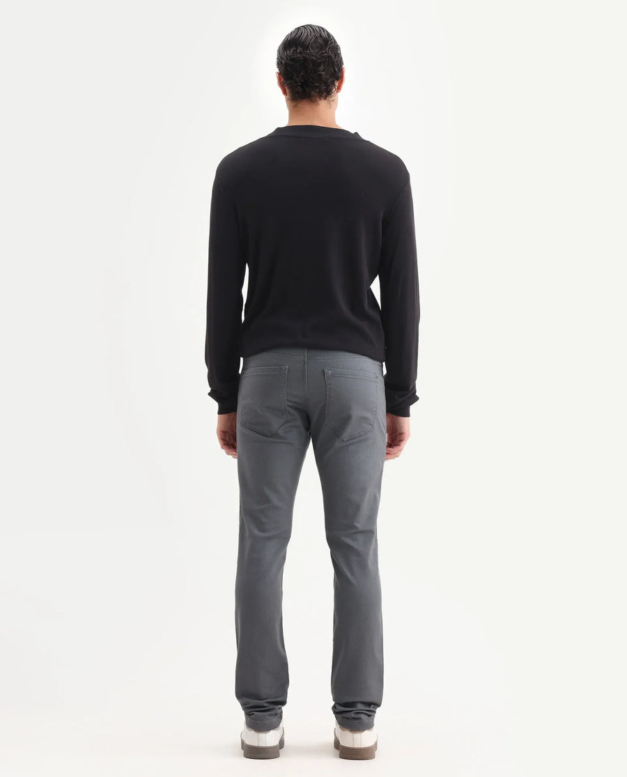 Rare Rabbit Men's Corvo Dark Grey Cotton Blend Plain Hawk Slim Fit Jeans