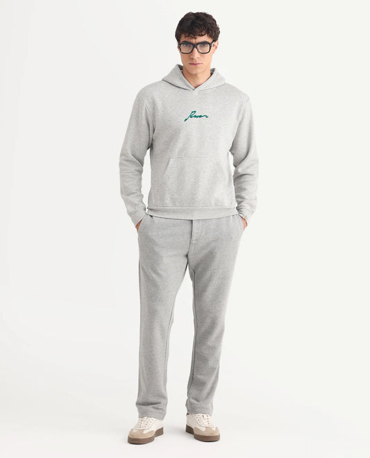 Rare Rabbit Men's Couver Grey Polyester Plain Relaxed Fit Track Pant