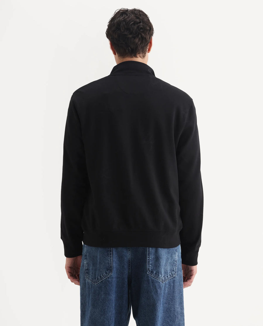 Rare Rabbit Men's Jacksign Black Cotton Blend Signature Print Regular Fit Full Sleeve High Neck Jacket