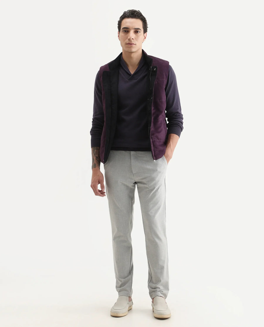 Rare Rabbit Men's Kenlay Dark Purple Cotton Blend Plain Regular Fit Full Sleeve High Neck Sweater