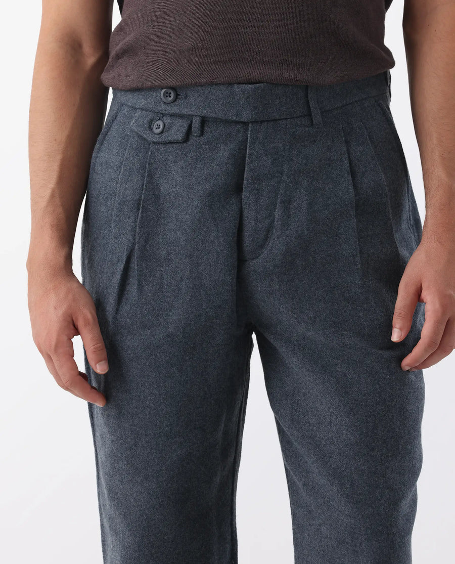 Rare Rabbit Men's Kaino Navy 100% Linen Plain Regular Fit Trouser