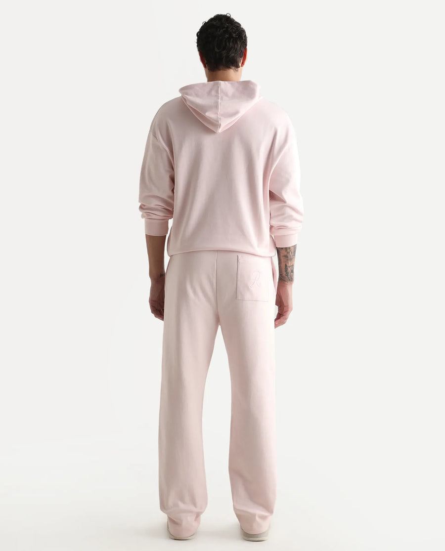 Rare Rabbit Men's Junolt-B Pastel Pink Cotton Blend Embroidered Regular Fit Track Pant