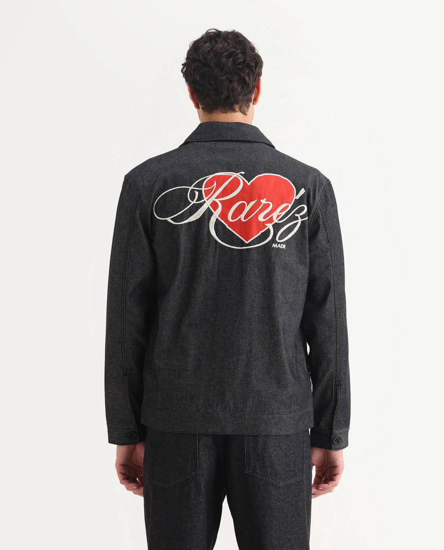 Rare Rabbit Men's Loon Black Cotton Graphic Print Regular Fit Full Sleeve Spread Collar Jacket