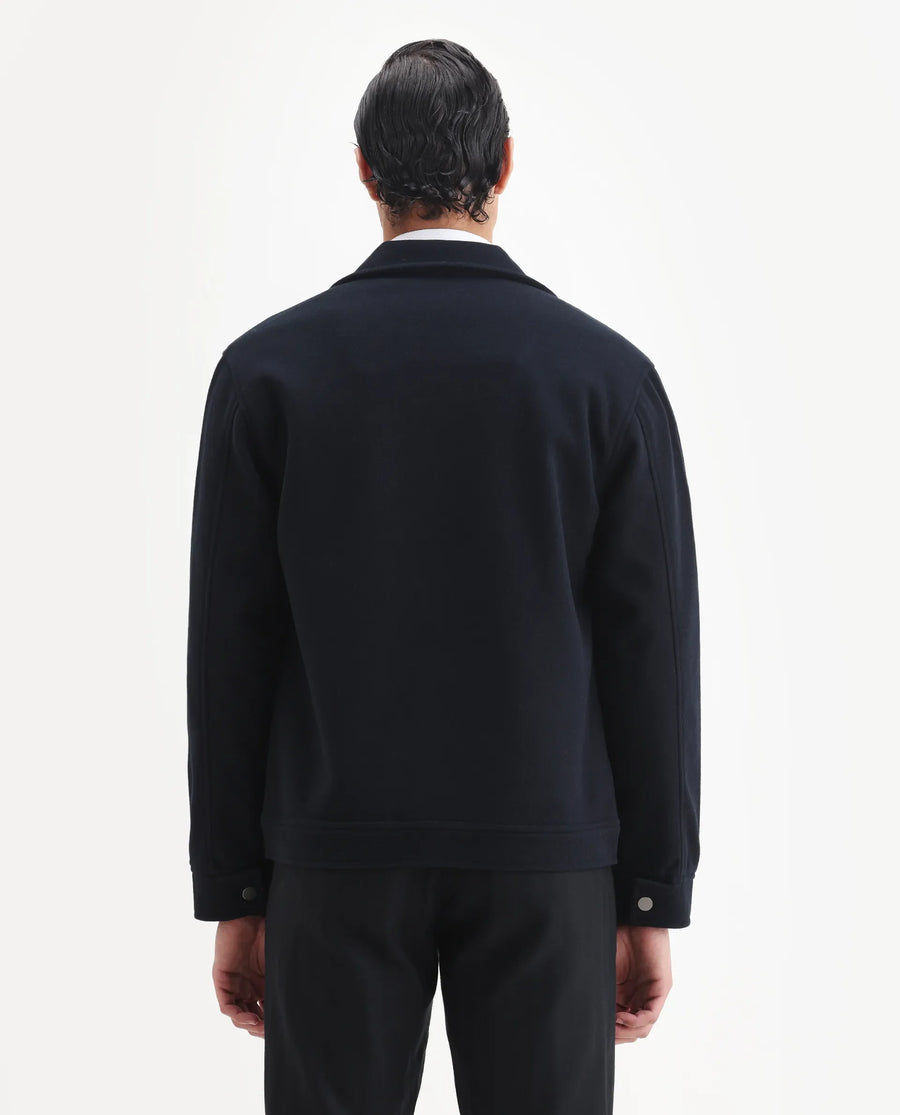 Rare Rabbit Men's Tweedo-25 Navy Olyester Textured Relaxed Fit Full Sleeve Spread Collar Jacket