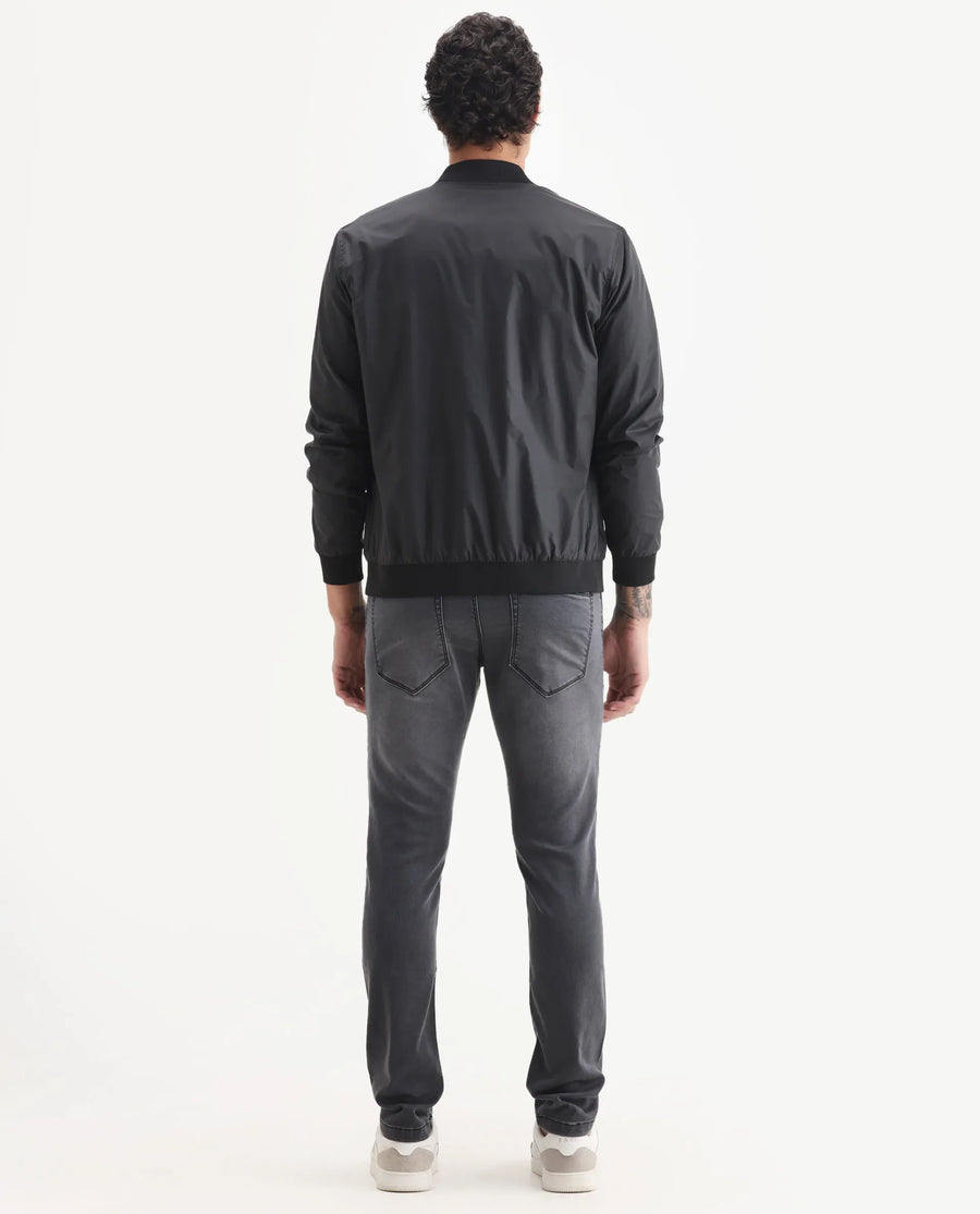 Rare Rabbit Men's Switz-1 Dark Grey Cotton Blend Fabric Hawk Slim Plain Jeans