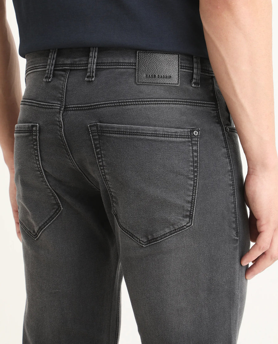 Rare Rabbit Men's Switz-1 Dark Grey Cotton Blend Fabric Hawk Slim Plain Jeans