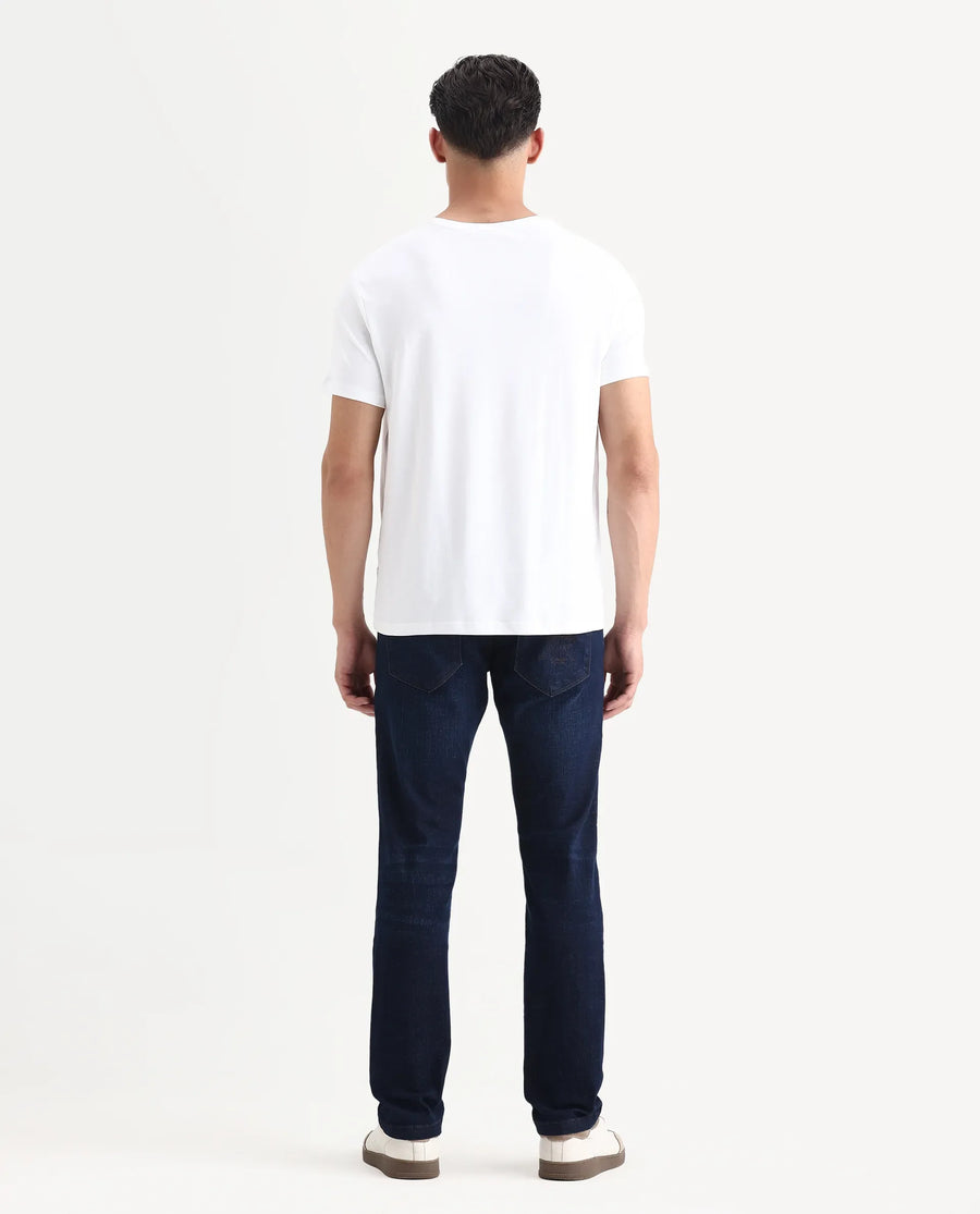 Rare Rabbit Men's Ledo-1 Dark Navy Cotton Blend Fabric Hawk Slim Plain Jeans