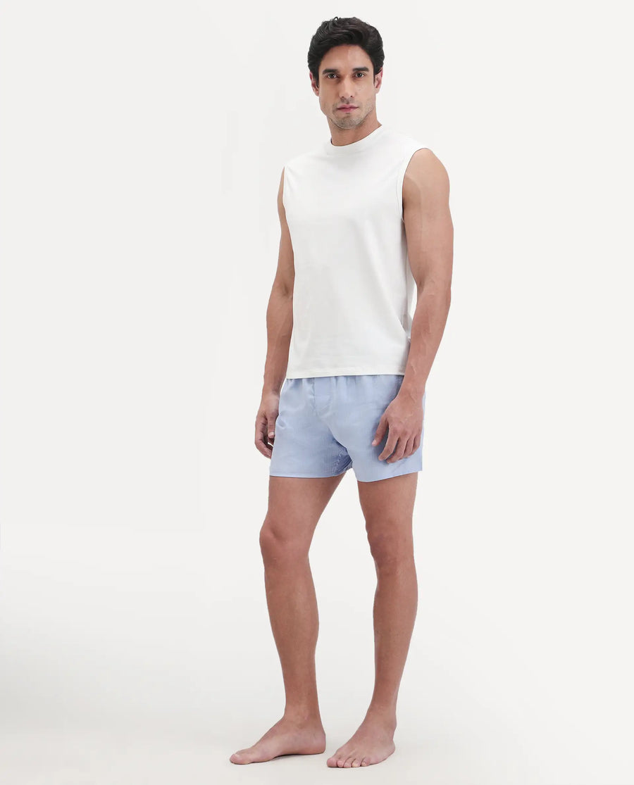 Rare Rabbit Men's Kiva Light Blue Lyocell Regular Fit Checks Boxer