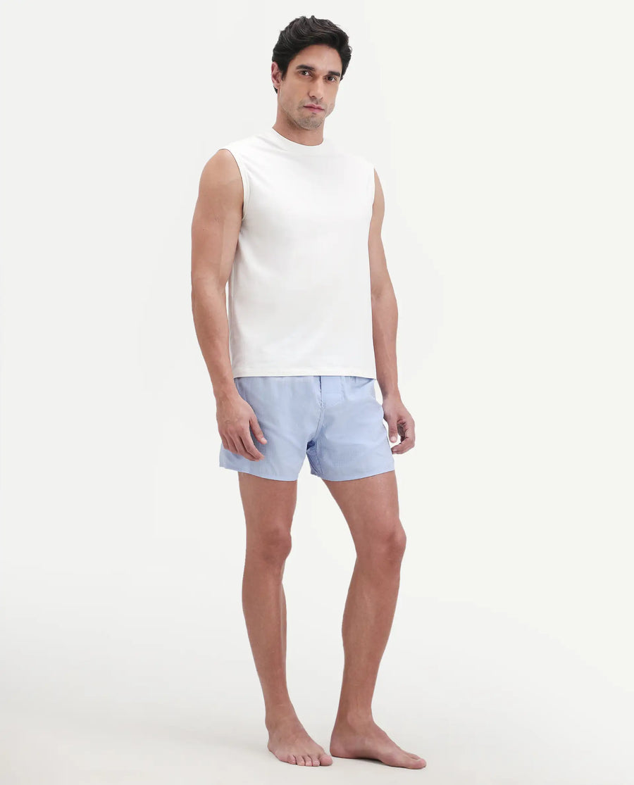 Rare Rabbit Men's Kiva Light Blue Lyocell Regular Fit Checks Boxer