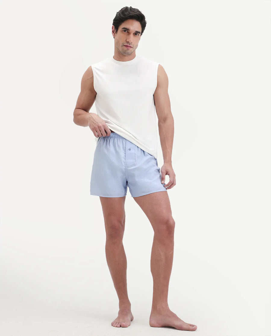 Rare Rabbit Men's Kiva Light Blue Lyocell Regular Fit Checks Boxer