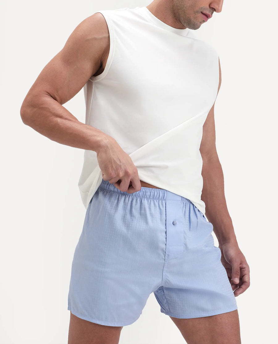 Rare Rabbit Men's Kiva Light Blue Lyocell Regular Fit Checks Boxer