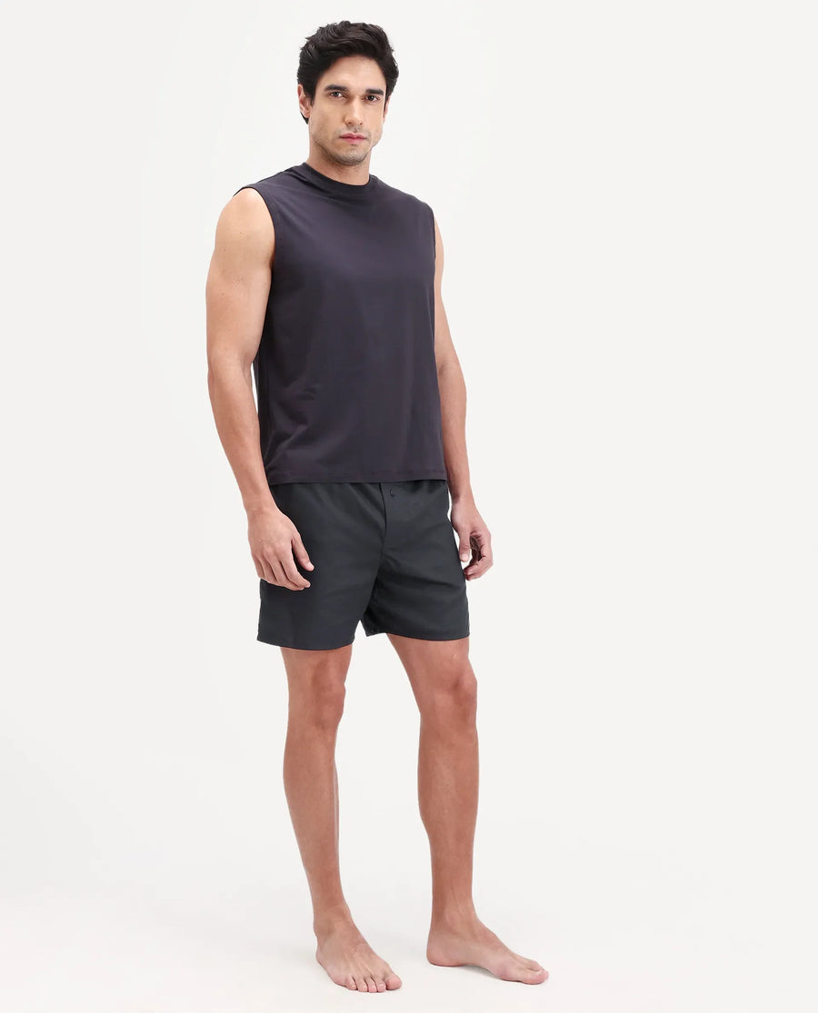 Rare Rabbit Men's Cean Black Cotton Fabric Regular Fit Checks Boxer