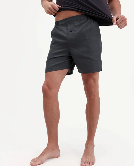 Rare Rabbit Men's Cean Black Cotton Fabric Regular Fit Checks Boxer