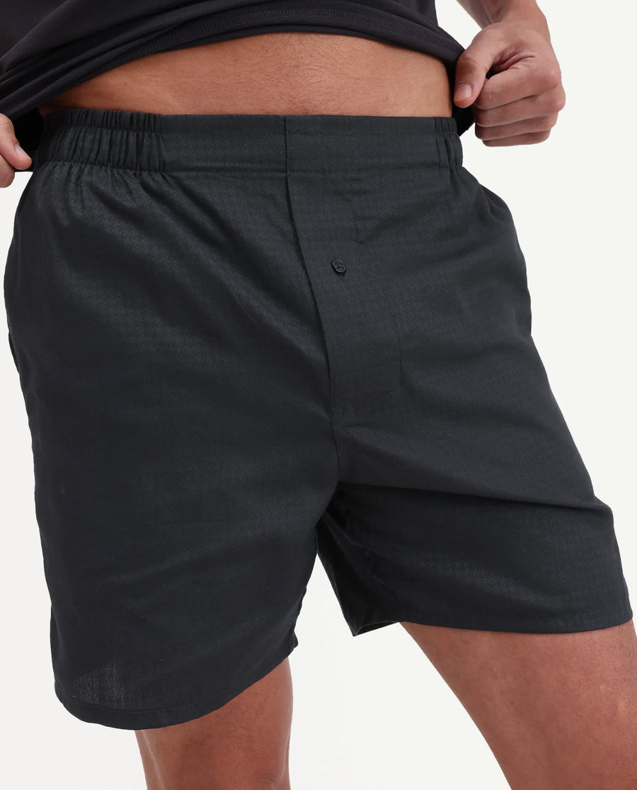 Rare Rabbit Men's Cean Black Cotton Fabric Regular Fit Checks Boxer