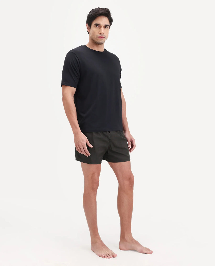 Rare Rabbit Men's Deval Brown Cotton Blend Fabric Regular Fit Checks Boxer