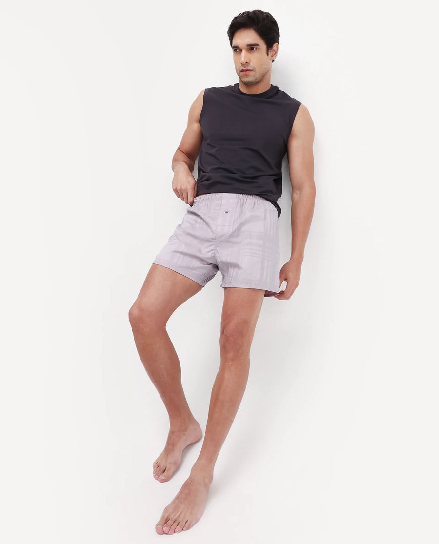 Rare Rabbit Men's Deval Dusky Pink Cotton Blend Fabric Regular Fit Checks Boxer