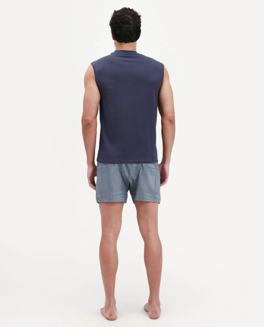 Rare Rabbit Men's Deval Dark Grey Cotton Blend Fabric Regular Fit Checks Boxer