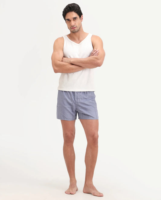 Rare Rabbit Men's Deval Pastel Purple Cotton Blend Fabric Regular Fit Checks Boxer