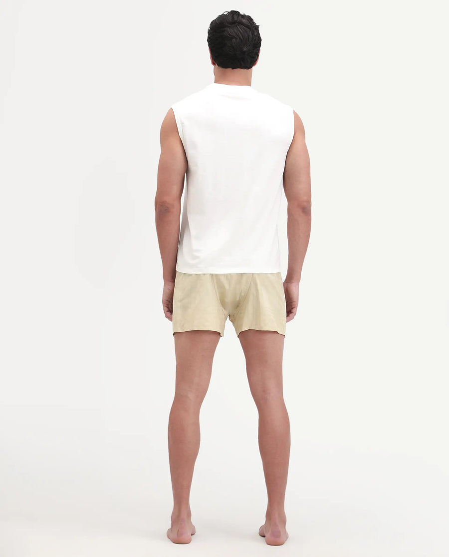 Rare Rabbit Men's Deval Beige Cotton Blend Fabric Regular Fit Checks Boxer